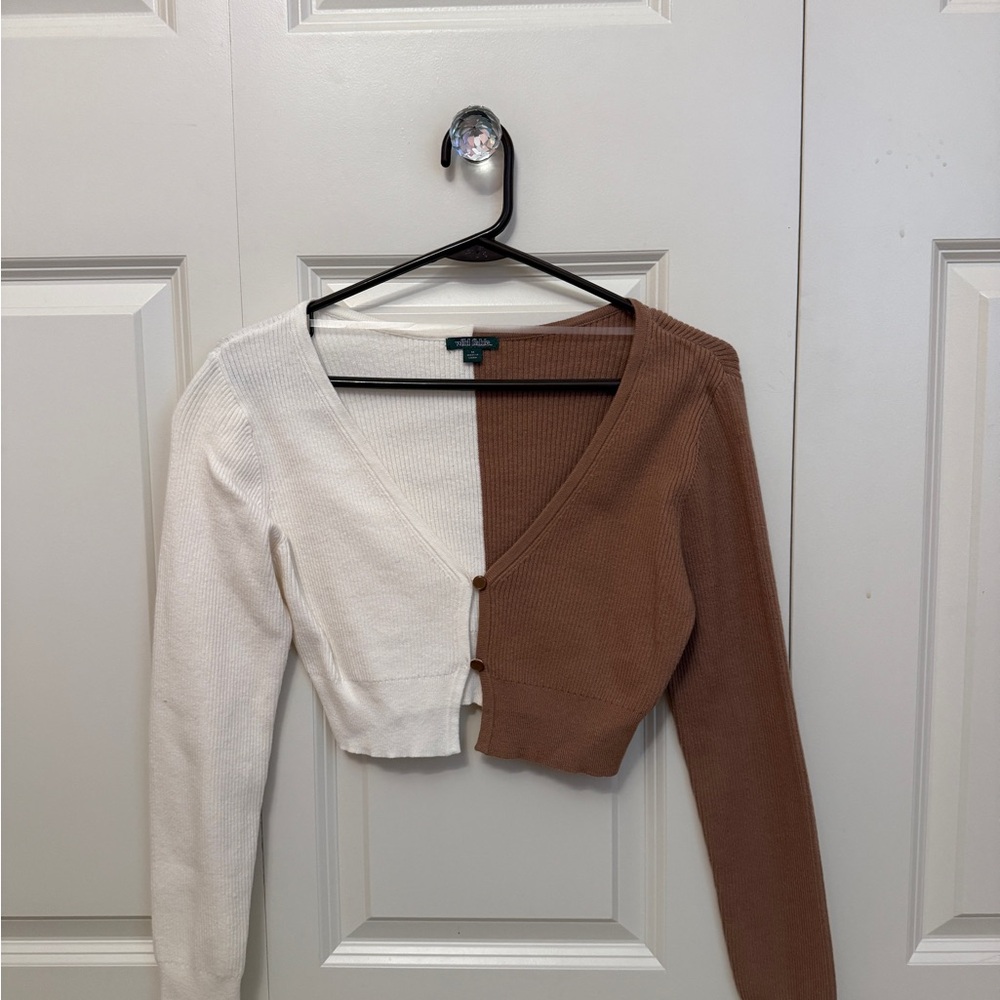 Wild Fable Cream and Brown Knit Sweater